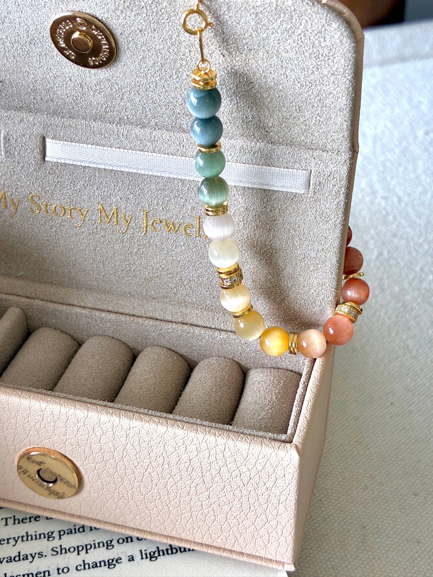 Aurora · Multicolour Rabbit Hair Quartz Chain Bracelet