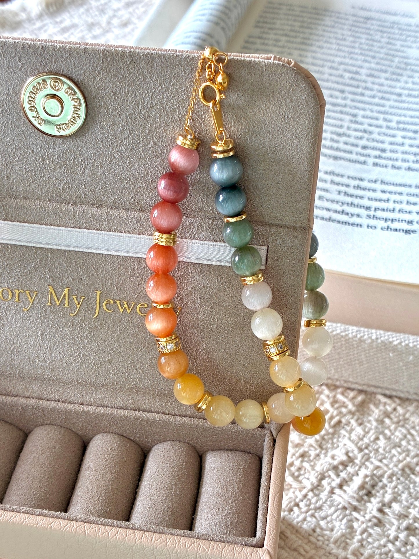 Aurora · Multicolour Rabbit Hair Quartz Chain Bracelet