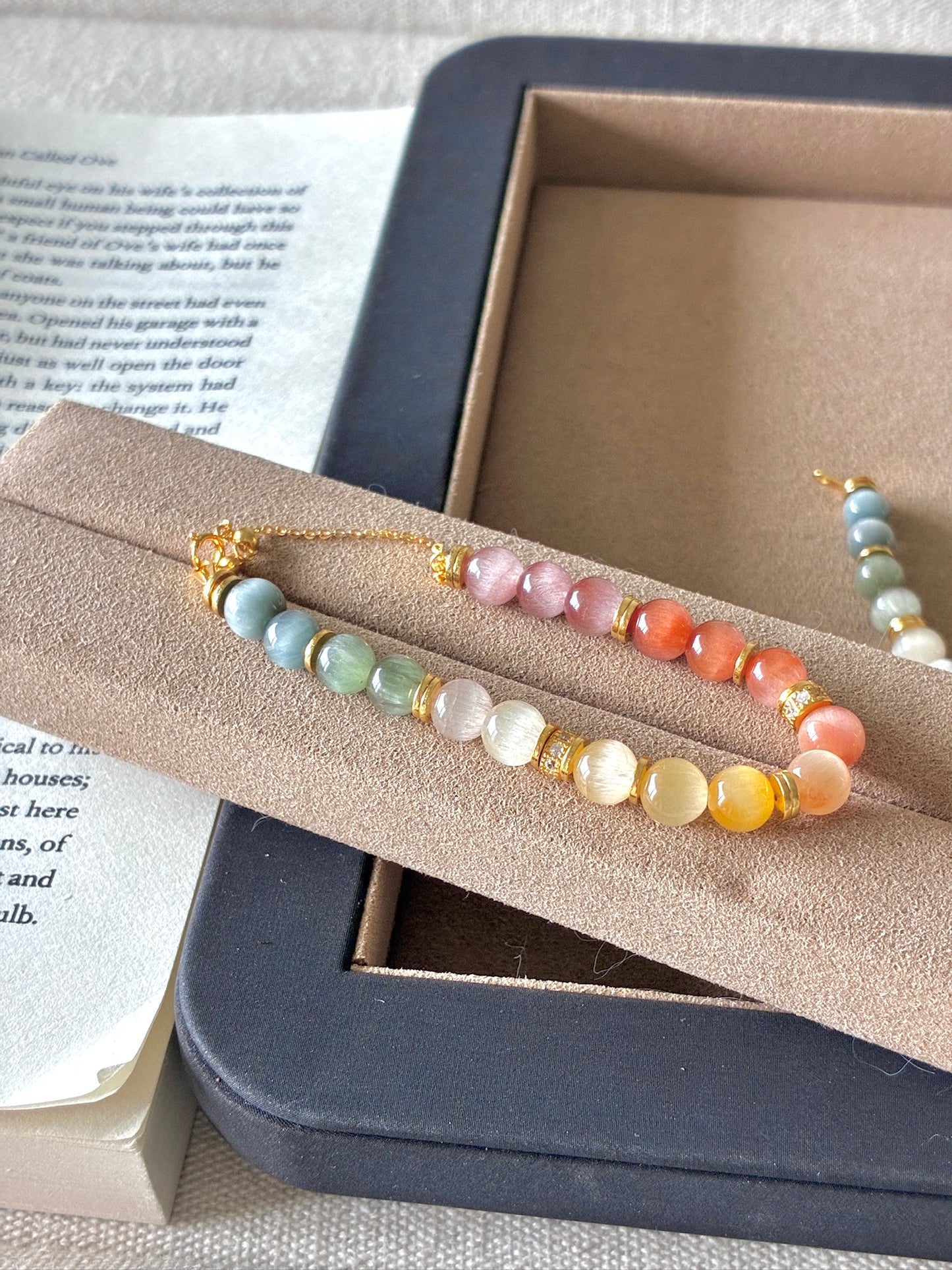 Aurora · Multicolour Rabbit Hair Quartz Chain Bracelet