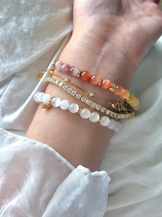 Aurora · Multicolour Rabbit Hair Quartz Chain Bracelet