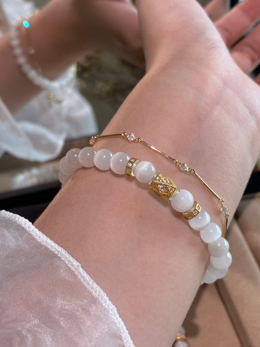 Moon Veil · White Cat's Eye Rabbit Hair Quartz