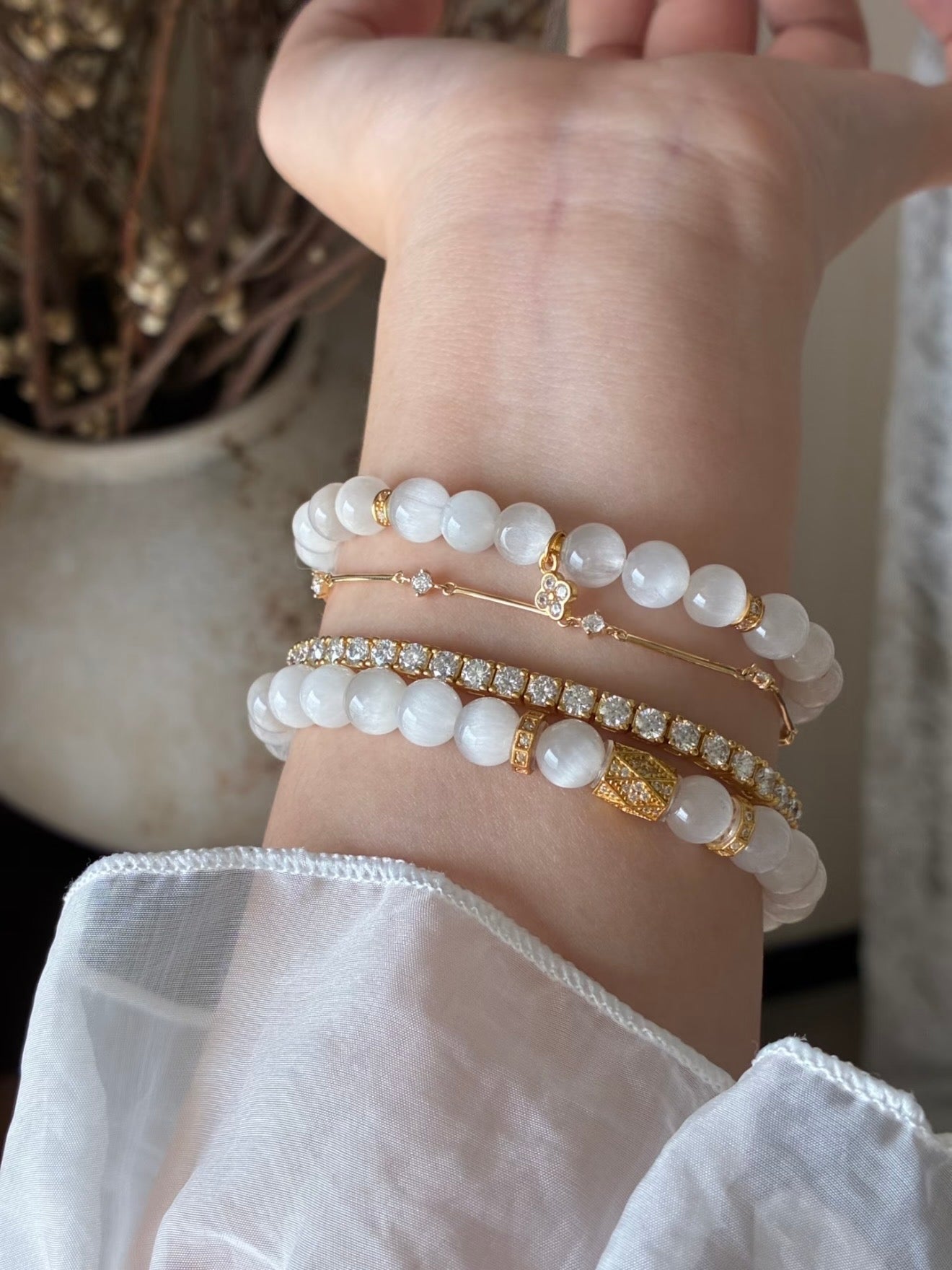Moon Veil · White Cat's Eye Rabbit Hair Quartz