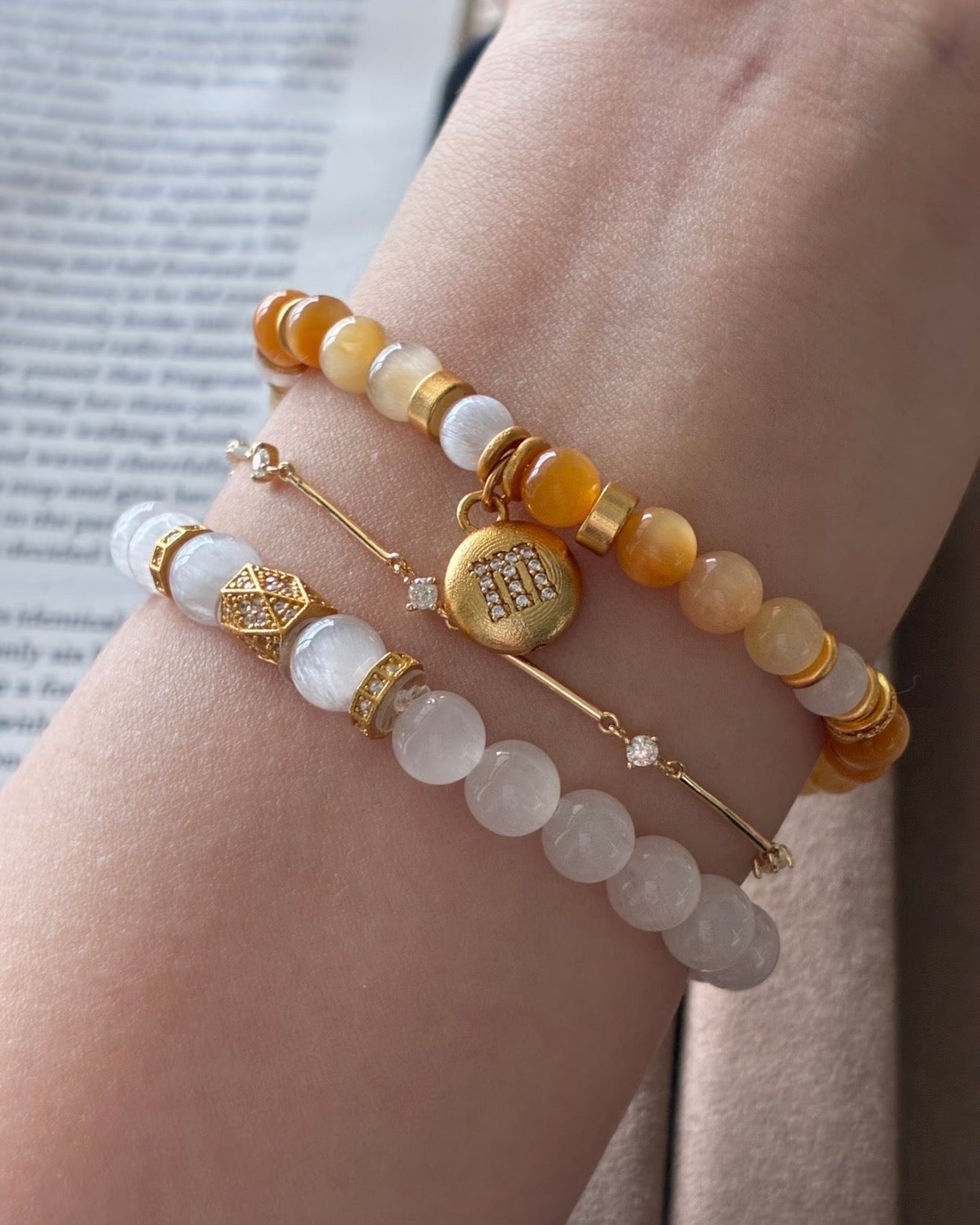 Golden Hour · Multicolour Rabbit Hair Quartz Bracelet