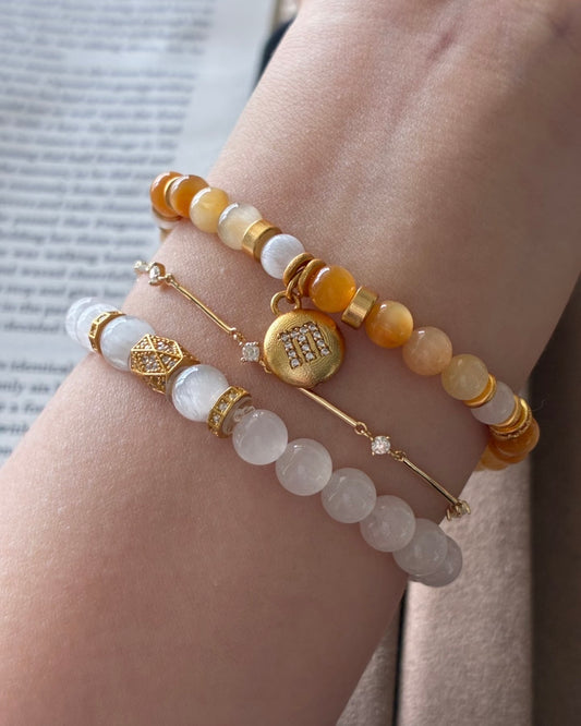 Golden Hour · Multicolour Rabbit Hair Quartz Bracelet
