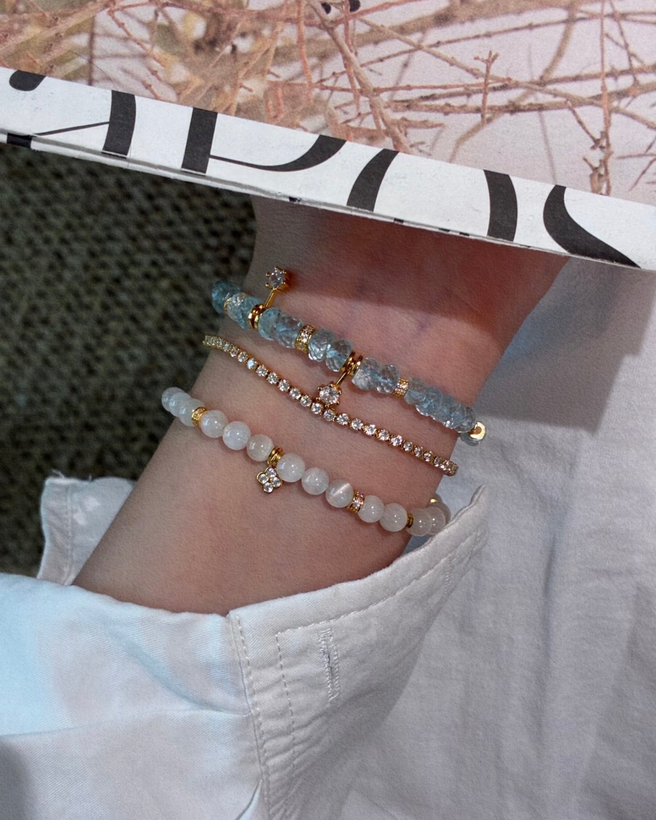 Sea Glass · Aquamarine Bracelet