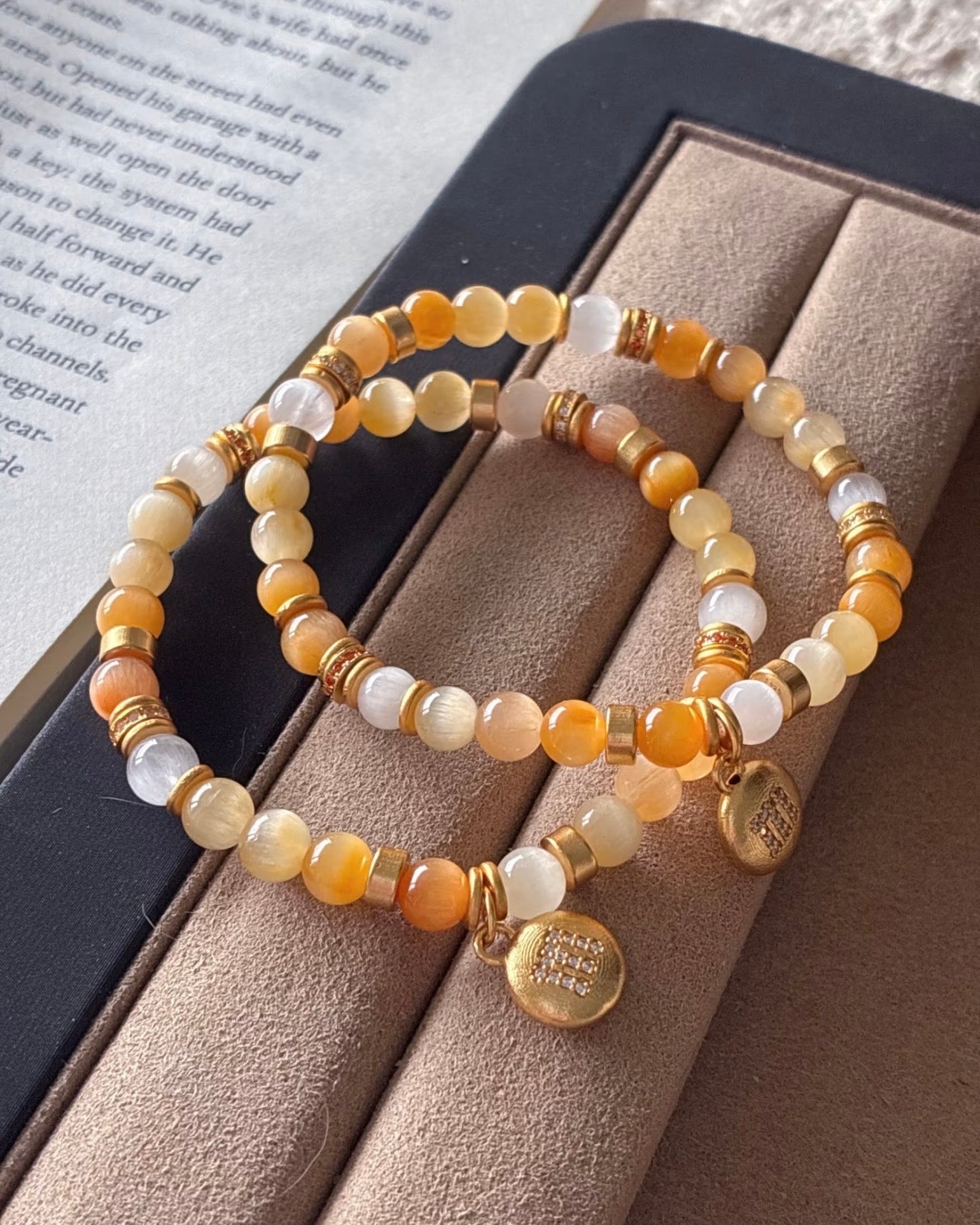 Golden Hour · Multicolour Rabbit Hair Quartz Bracelet