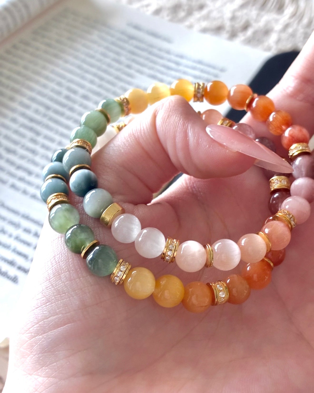 Aurora · Multicolour Rabbit Hair Quartz Bracelet