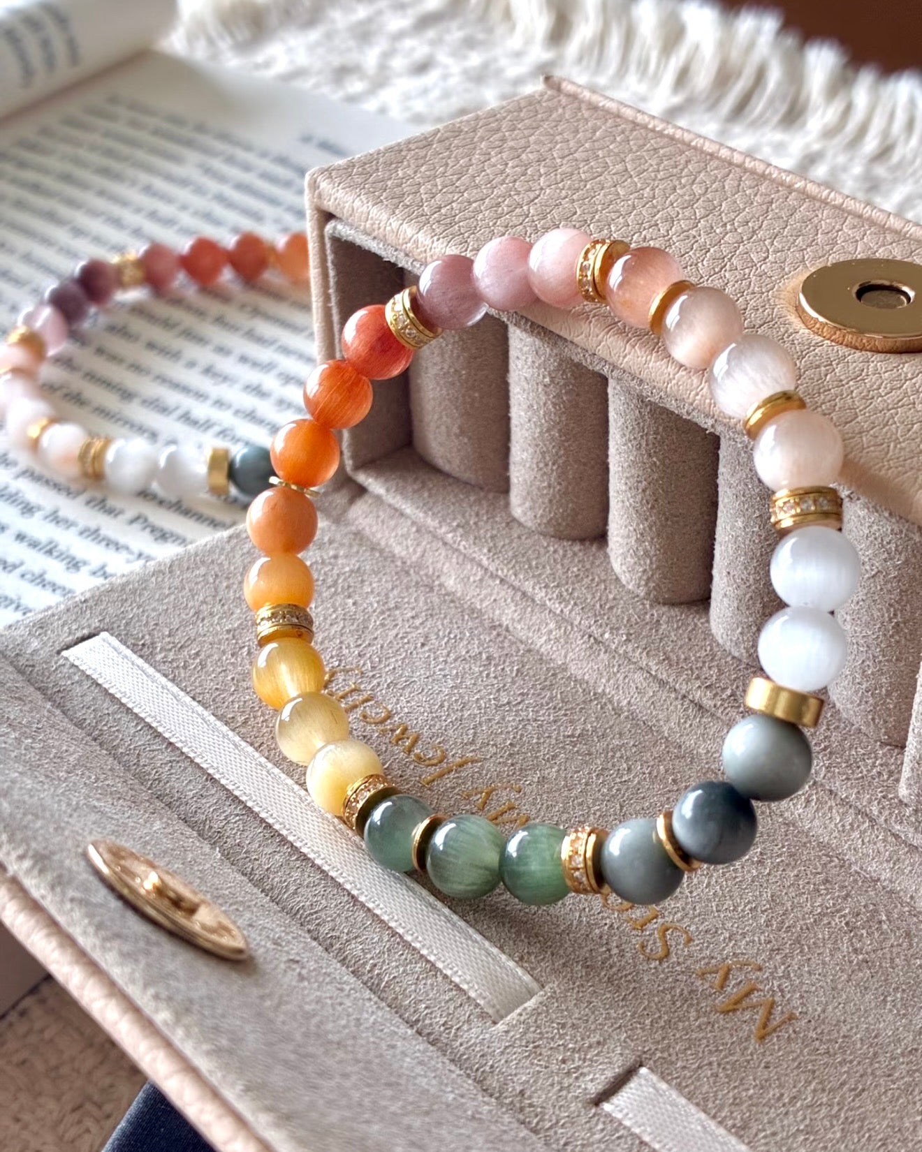 Aurora · Multicolour Rabbit Hair Quartz Bracelet
