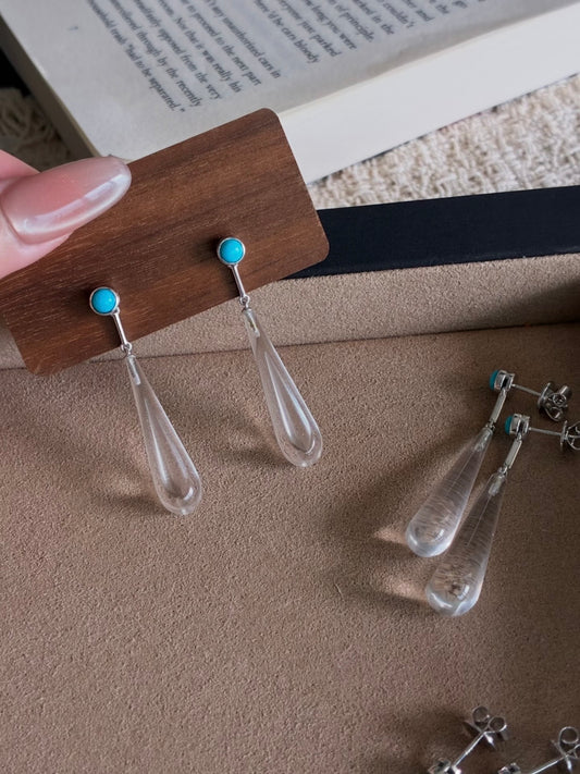 Bluebell · Clear Quartz & Turquoise Earrings