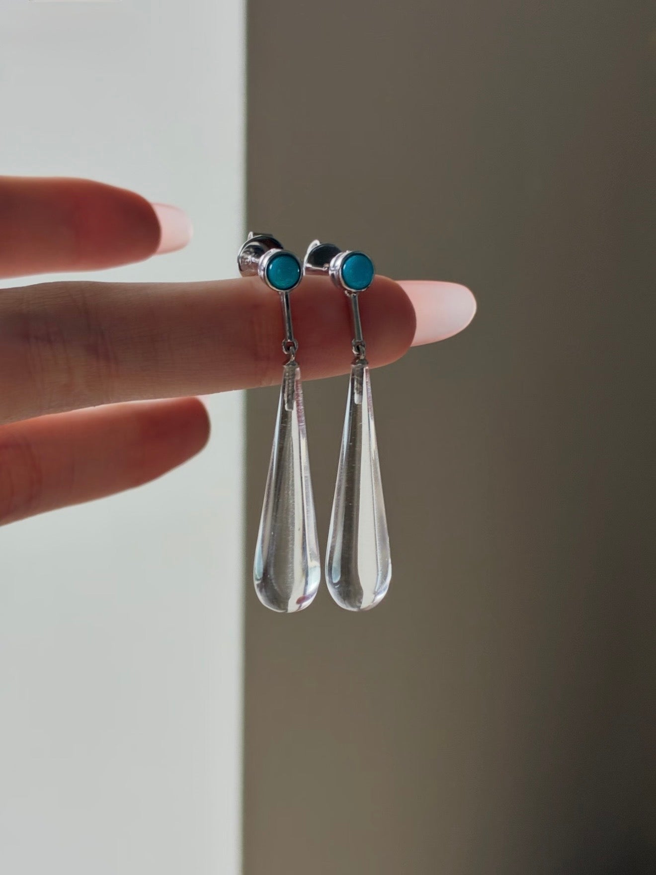 Bluebell · Clear Quartz & Turquoise Earrings