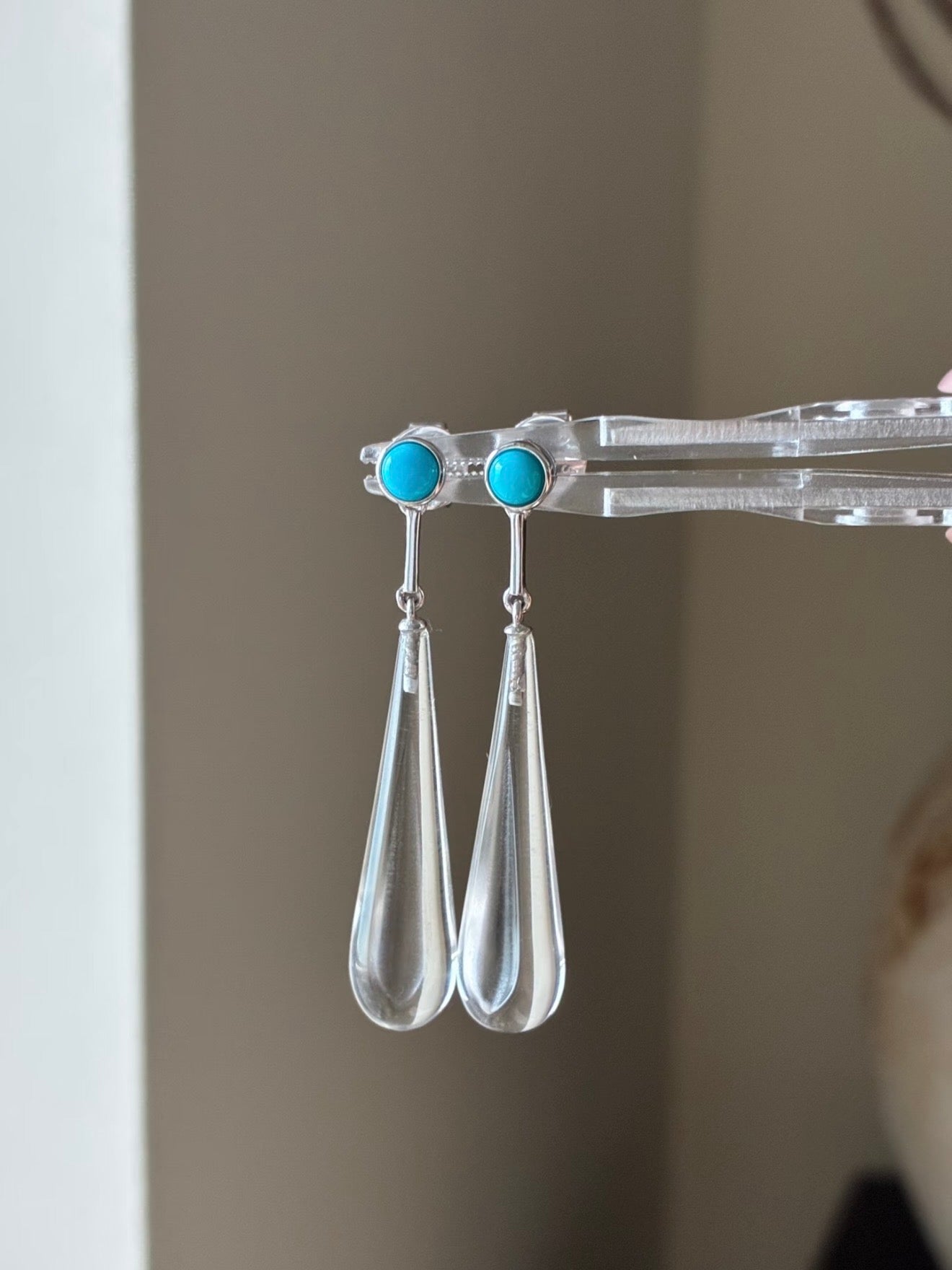 Bluebell · Clear Quartz & Turquoise Earrings