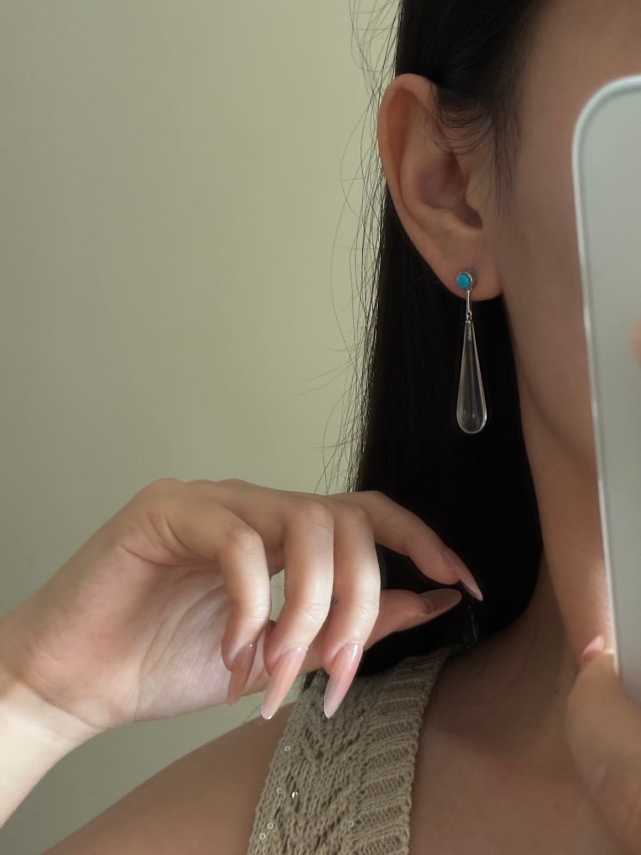 Bluebell · Clear Quartz & Turquoise Earrings